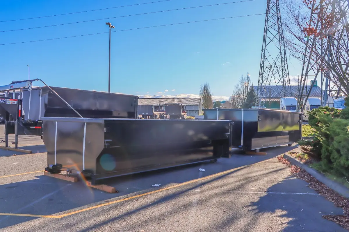 Roll-off dumpster ready for waste disposal at job site for Construction Dumpster Rental in Jersey City